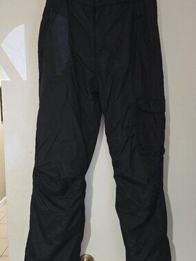 Sport Essentials Insulated Snow Ski Pants Black Nylon Cargo Elastic Waist